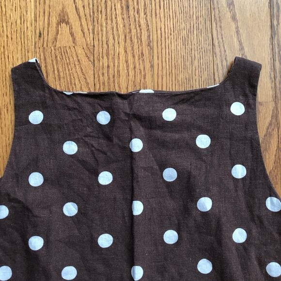 Ann Taylor Dotted Polka Dots Linen Blend Brown White Tank Top Women’s Size S - Picture 6 of 8